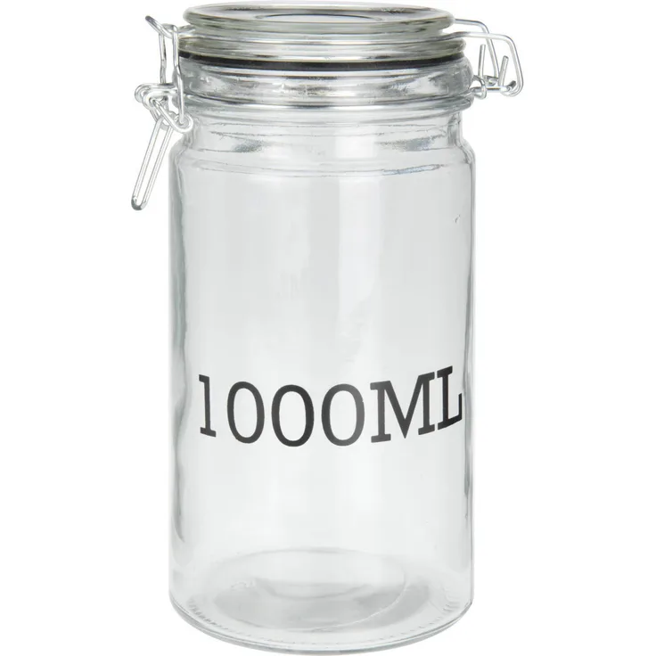 Koopman Glasbehälter mit Deckel und Clipverschluss, transparent, bruchsicher, universell einsetzbar