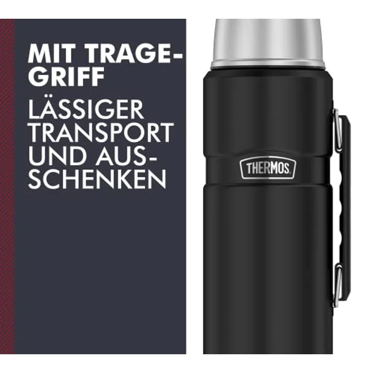 THERMOS 4003.232.120 Thermosflasche Stainless King, Edelstahl Mat Black 1,2 l, Drehverschluss, 24 Stunden heiß, 24 Stunden kalt, BPA-Free – Bild 4