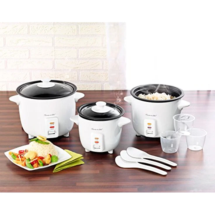 Rosenstein & Söhne Edelstahl-Reiskocher RK-1000: Reiskocher mit Warmhaltefunktion, 400 Watt, 1 Liter Fassungsvermögen (Multifunktions-Mini-Reiskocher, Rice Cooker, Multikocher) – Bild 3