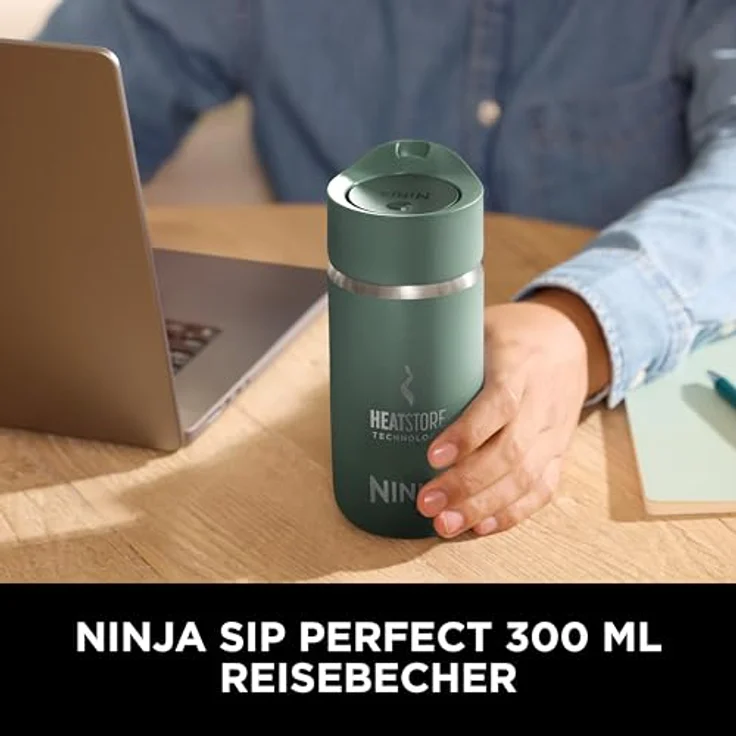 Ninja 300 ml Sip Perfect Thermosflasche für Heißgetränke, BPA-frei, spülmaschinenfest, Grün – Bild 2