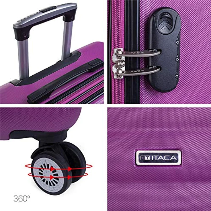 ITACA - Koffer Mittelgroß - ABS Hochwertiger und Stabiler Reisekoffer mit Rollen - Koffer Mittelgroß 4 Rollen Leicht mit Kombinationsschloss. Koffer 4 Rollen 71260, Violet – Bild 4