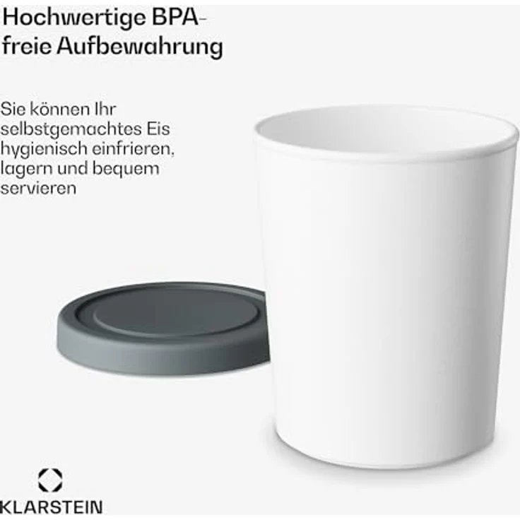 Klarstein Eisbehälter-Set, 4x 180ml Kunststoffbehälter mit Deckel, spülmaschinenfest, stapelbar, passend für Klarstein Eismaschinen – Bild 5