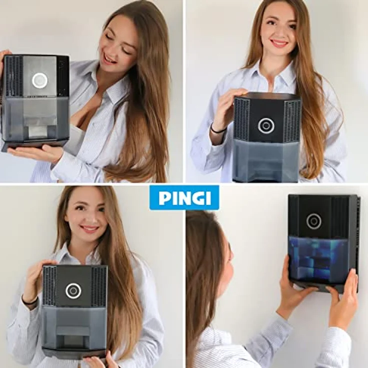 Pingi Vida2 Luftentfeuchter, inkl. Wandhalterung, bis 30 m², 18 W, 1 L Volumen, Tankbeleuchtung, Nachtmodus, Schwarz (CXTV-N1000EU) – Bild 6