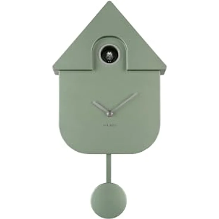 Karlsson Kuckucksuhr Modern Cuckoo Metallic, rechteckige Wanduhr in Grün, 21.5x8.5x41cm, aus Thermoplast, für Wohnzimmer, AA-Batteriebetrieb – Bild 4