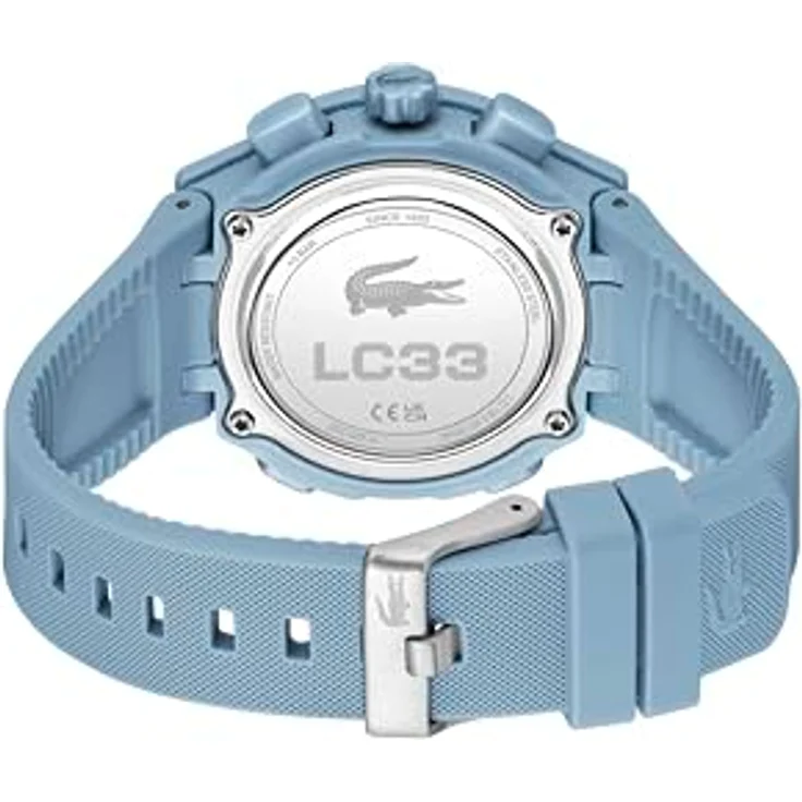 Lacoste LC33 Analoge-Digitale Multifunktions-Quarzuhr für Damen mit blauen Silikonarmband, 40mm TR90 Gehäuse, Wasserfest bis 10ATM, Weltzeituhr, Stoppuhr, Countdown-Timer – Bild 4