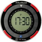 Wiltec Elektronische Parkscheibe rund mit Solarpanel, digitale Parkuhr mit automatischer Zeitumschaltung und KBA-Zulassung