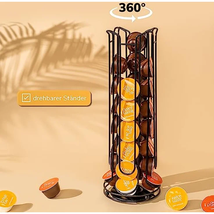eluno Kapselständer Dolce Gusto, Kapselspender, bis zu 32 Kapseln, 360° drehbar, Kapselhalter schwarz – Bild 5