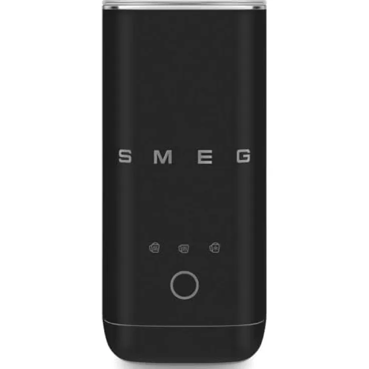 Smeg Milchaufschäumer MFF02BLMEU, elektrischer Milchaufschäumer schwarz-matt mit 3 Programmen für heiße Milch und Milchschaum