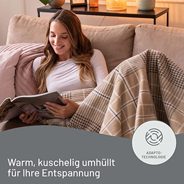 Imetec Adapto Elegance, Heizdecke, Wärmedecke, 180x140 cm, weicher Stoff, Energieeinsparung, Adapto-Technologie, schnelles Aufheizen, 6 Temperaturen, waschbar – Bild 2