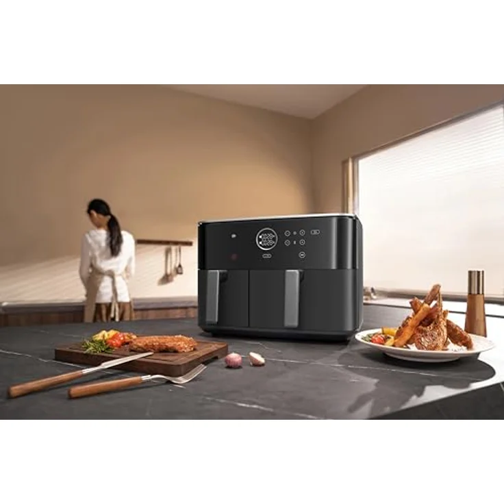 Xiaomi Dual Zone Air Fryer 10L, Heißluftfritteuse mit 2 Fächern (3,5L und 6,5L), 230°C, SYNC-Funktion, 9 Modi, 2700W, fettarm, Touch-Bedienung, spülmaschinenfest, Schwarz – Bild 5