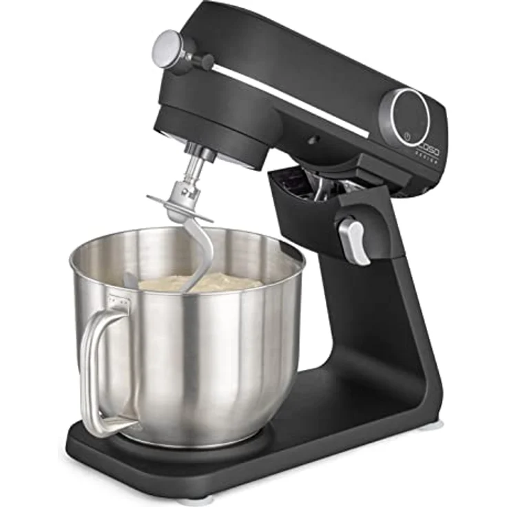 CASO KM 1800 Black-E, Edle Küchenmaschine mit mattschwarzem Alu-Guss-Gehäuse und starken 1800 Watt, 6 l Edelstahlschüssel, 10 Geschwindigkeitsstufen, Touch-Bedienung,planetarisches Rührwerk – Bild 3