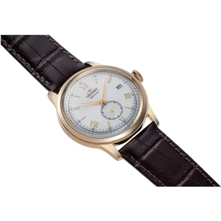 Orient Classic Bambino small Seconds Automatik Armbanduhr für Herren, braunes Lederarmband, wasserdicht bis 3 bar, Gehäusedurchmesser 38 mm, RA-AP0106S30B – Bild 3