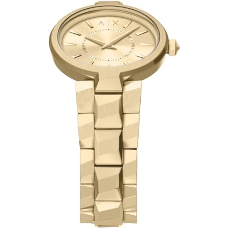 Armani Exchange AX4407, Damen 34MM Goldfarbene Edelstahl Uhr mit präzisem Quarzwerk und kratzfestem Mineralglas – Bild 3