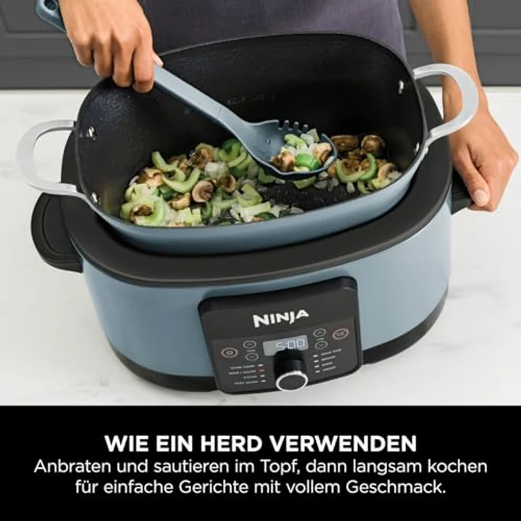 Ninja Foodi PossibleCooker MC1001EU, 8-in-1 Digitaler Multikocher mit 8 l Fassungsvermögen, Schongarer, Dämpfen, Anbraten, Backen, Meersalzgrau – Bild 5