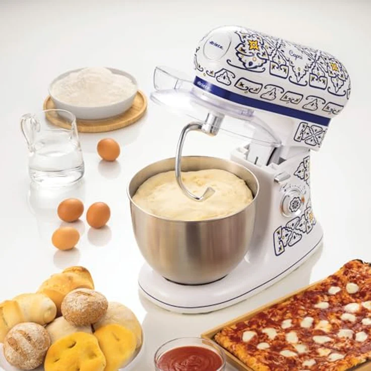 Ariete Knetmaschine 1588, Capri - Mediterraner Stil, 2400 Watt Motor, 7 Geschwindigkeiten, 5,5 Liter Edelstahlbecher – Bild 4