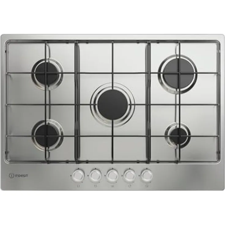 Indesit THP 52 IX/I1 Kochfeld mit 5 Gasbrennern, 73 cm, Edelstahl, Drehregler, Wandmontage