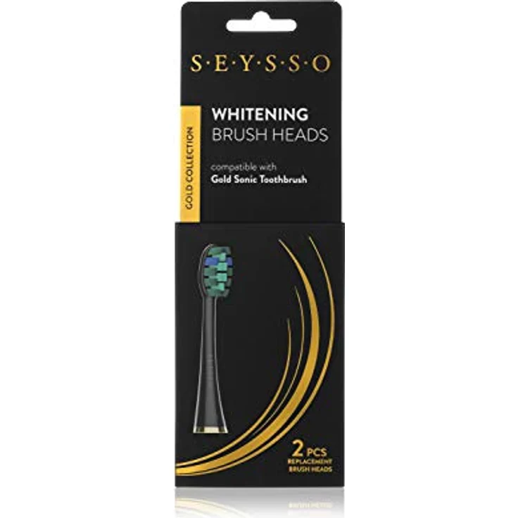 SEYSSO Gold Whitening Ersatzzahnbürsten, 2 Stück, Schwarz, kompatibel mit SEYSSO Schallzahnbürsten, entwickelt von europäischen Zahnärzten – Bild 2