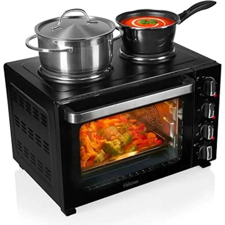 Tristar OV-3670 Heißluftofen mit 2 Kochplatten, 35 L Kapazität, 3200 W, Stahlgehäuse, Umluftofen mit Grillfunktion und Timer – Bild 1