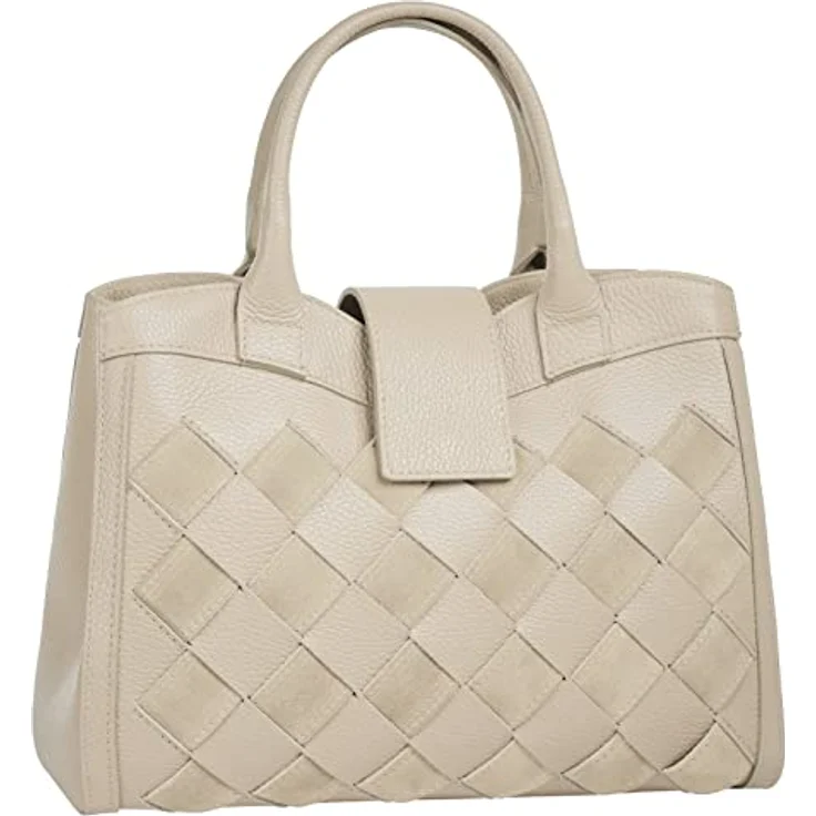 Samantha Look Lederhandtasche im Flechtmuster, braun, mit Smartphonefach und verstellbarem Schultergurt – Bild 3
