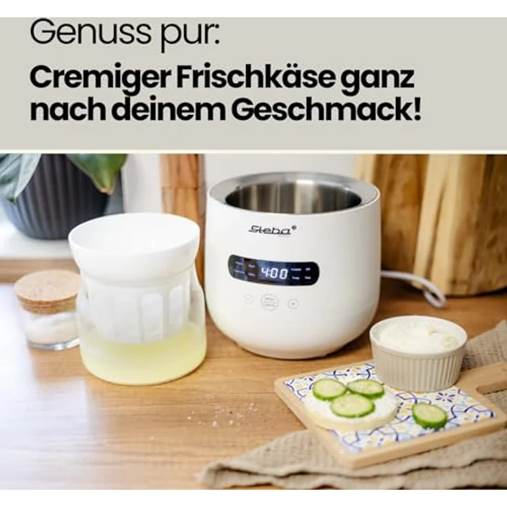 Steba Joghurtbereiter JM4 FERMENT, 2-Portionsbehälter, 2-Liter Glas für Joghurt und Frischkäse – Bild 9
