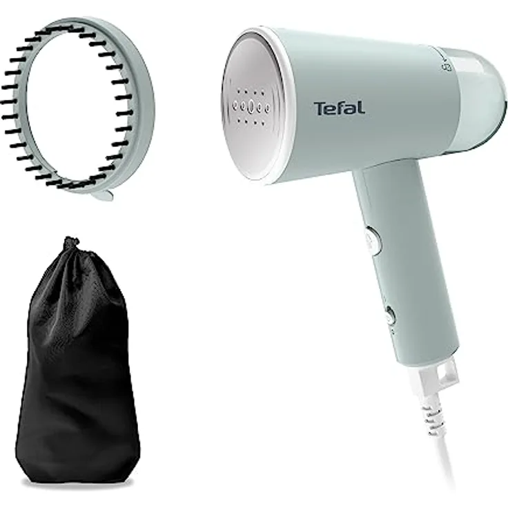 Tefal Origin Travel Dampfbürste | DT1034 | Dampfleistung | Klappbar | Einsatzbereit in 25 Sekunden | 20 g/Minute | Keine Einstellungen Nötig | 70 ml Kapazität | Inklusive Zubehör | Weiß/Eukalyptus