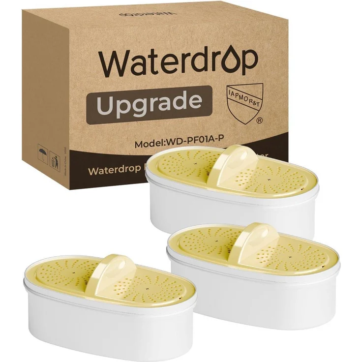 Waterdrop WD-PF01A-P Wasserfilterkartuschen, Upgrade NSF 53&42&372, reduziert PFAS, Chlor, Cadmium, Kupfer, Quecksilber, Gelb
