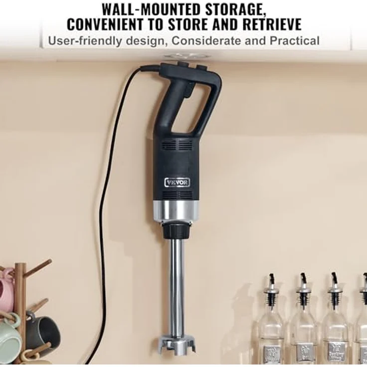 VEVOR Stabmixer 750W Hochleistungs-Pürierstab Einstellbare Edelstahl 660 mm Abnehmbare, lebensmittelechte Klingen, wandmontierbar – Bild 7