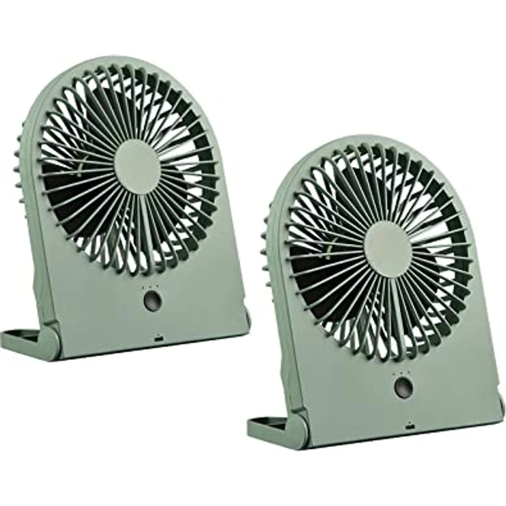 Setpoint Mini Ventilatoren 2er SET, Akku mit USB-C Anschluss, 3 Geschwindigkeitsstufen, Grün, Höhe 23cm – Bild 1
