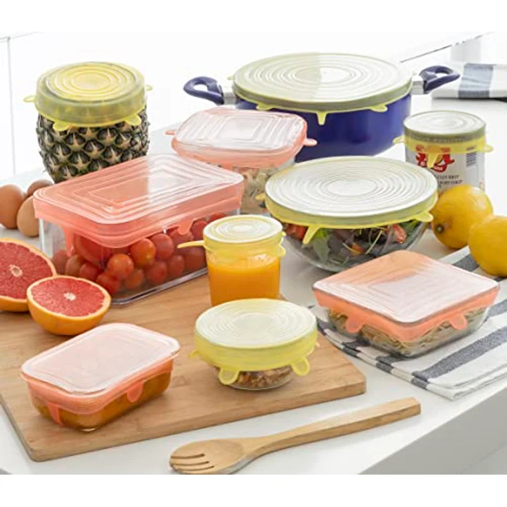 InnovaGoods 10-teiliges Set aus wiederverwendbaren, verstellbaren Küchendeckeln aus Silikon, mehrfarbig, für diverse Behälter – Bild 11
