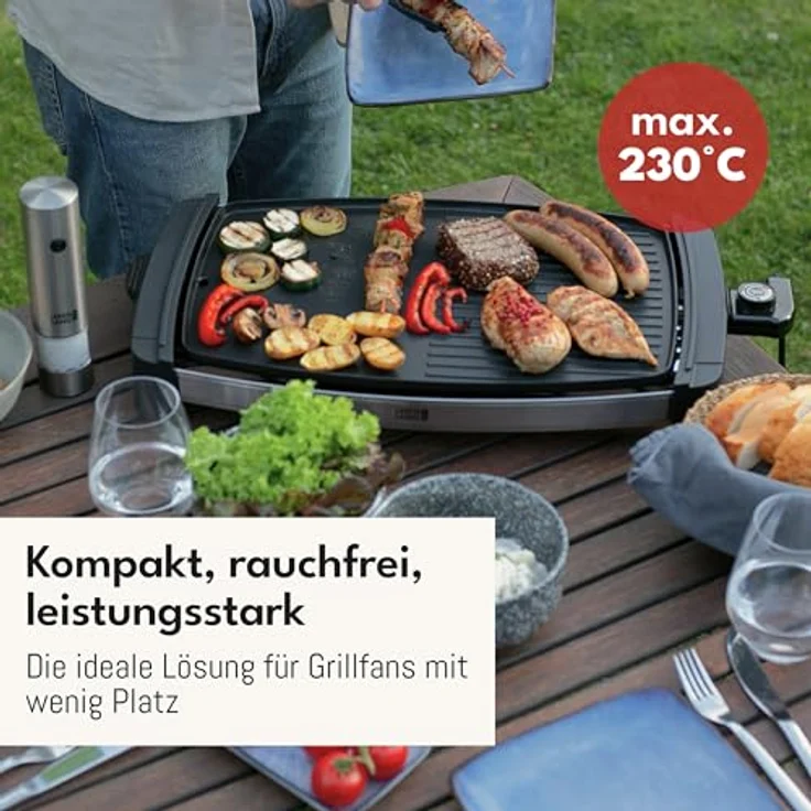 Lebenlang Tischgrill Elektrogrill mit TÜV & GS 2200W Indoor & Outdoor XXL, reduzierte Rauchentwicklung, einfache Reinigung – Bild 5