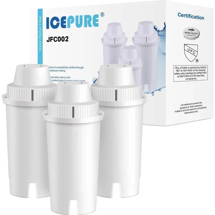 Icepure Wasserfilter kompatibel mit Brita Classic OB03, Everyday, UltraMax, Metro+, XL, Mavea 107007, Set mit 3 Kartuschen für verbesserten Wassergeschmack