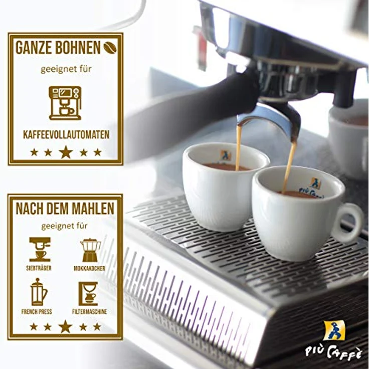 più caffè Café Crème Kaffeebohnen, würzig, kräftig, intensiv und gehaltvoll, Arabica und Robusta, Schweizer Trommelröstung, ganze Bohnen für Vollautomaten Schümli Royal 1 kg – Bild 5