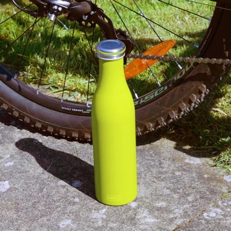 Lurch 240866 Isolierflasche, doppelwandige Edelstahl Thermoflasche für heiße und kalte Getränke, 0,75l, fresh green – Bild 2