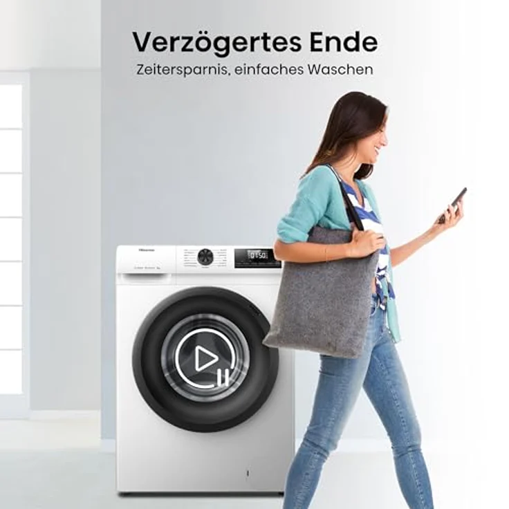 Hisense WF-1-Q-9041-BW, 9 kg Waschmaschine mit Energieeffizienzklasse A, Dampfwäsche und 15-Minuten-Programm, weiß – Bild 12