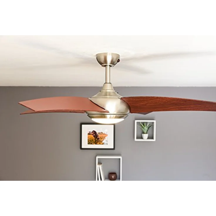 AireRyder Deckenventilator Borealis mit Beleuchtung und Fernbedienung, Gehäuse Satin Nickel, Flügelfarbe Walnuss, 122 cm – Bild 4