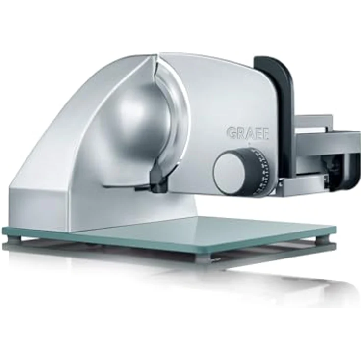 Graef M20EU Allesschneider 170W, inkl. MiniSlice-Aufsatz, Moment- und Dauerschalter, 170 mm, glattes, durchgehärtetes Vollstahlmesser, 20 mm Schnittstärke, Edelstahl, silber  – Bild 2