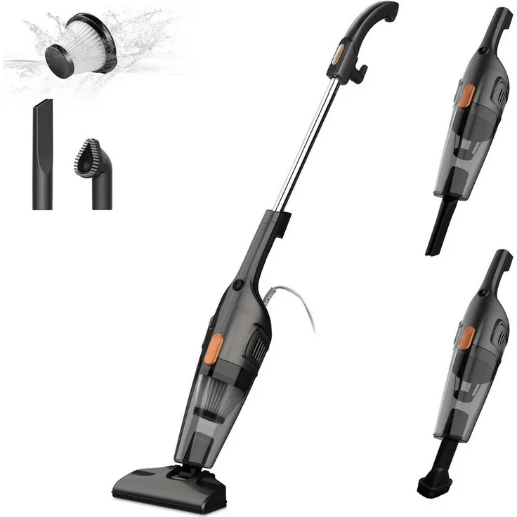 "Deerma Hand-und Stielstaubsauger DX115C Staubsauger, 600 W, Schwarz-Gold mit 12 kPa Saugkraft"