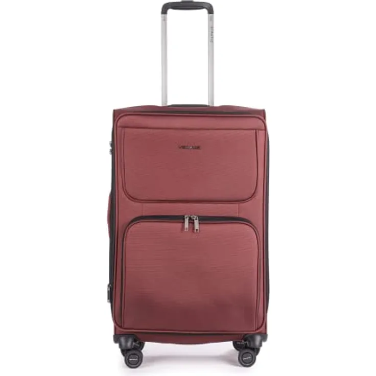 Stratic Bendigo Light + Koffer Weichschale Reisekoffer Trolley Rollkoffer mittelgroß, TSA Kofferschloss, 4 Rollen, Erweiterbar, Größe M, Redwine