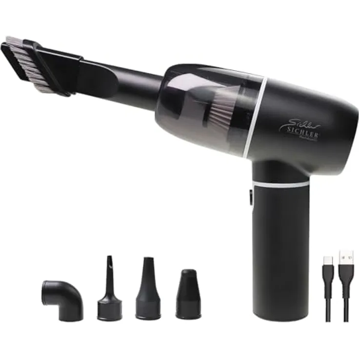 Sichler Haushaltsgeräte BHS-740.ak, 4in1 Akku-Handstaubsauger & Gebläse mit HEPA-Filter, 14 kPa, 5.000 mAh, kabellos, inkl. 5 Aufsätzen