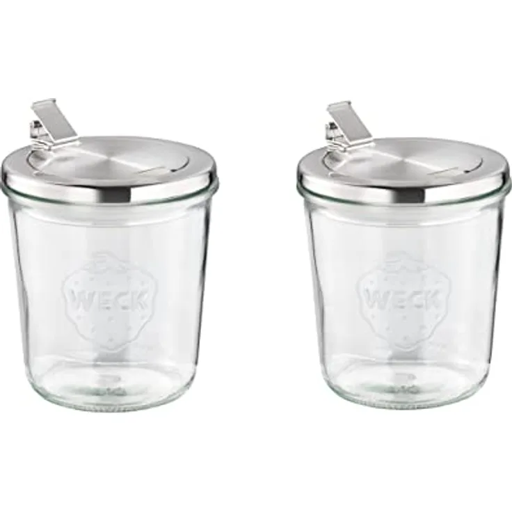 APS 82242 Original 2er Set WECK Gläser 580 ml, Ø 11 cm, H: 11 cm, Sturzform mit Klappdeckel und Silikondichtung, Einmachglas, Dekoglas, Dessertglas, Vorratsglas, spülmaschinengeeignet