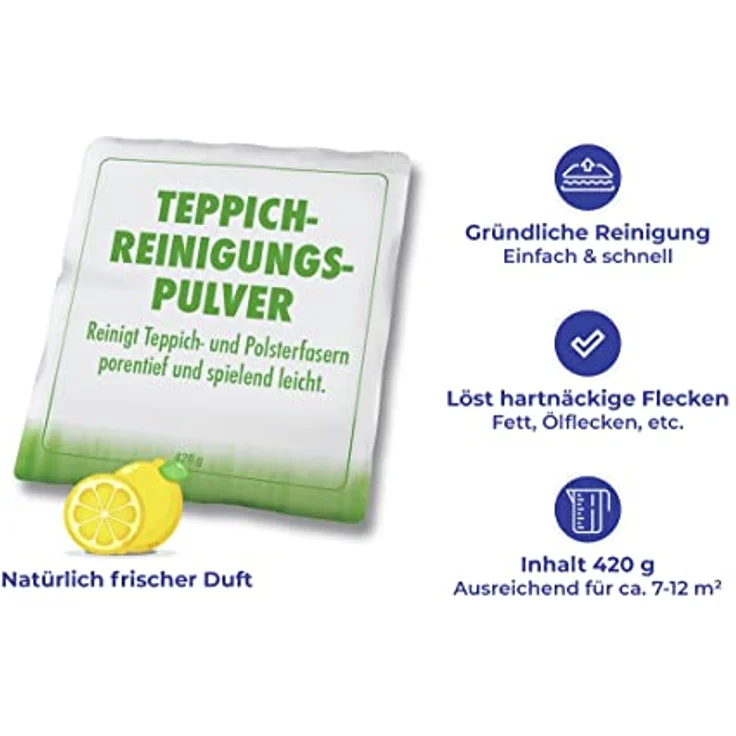 Maximex Teppich-Reinigungspulver 3er Set - 3er Set, für Teppiche und Polster, Chemische Zusammensetzung, 23.5 x 4 x 21.5 cm, Weiß – Bild 5