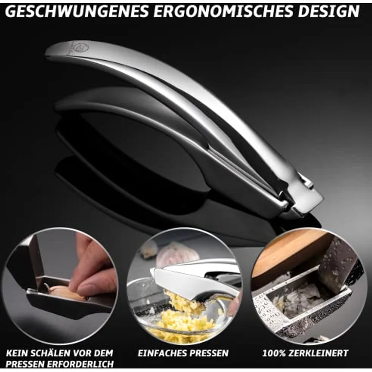 Gourmet Easy Knoblauchpresse Edelstahl für Knoblauch & Ingwer | Kein Schälen notwendig, spülmaschinengeeignet, 5 Jahre Garantie – Bild 2
