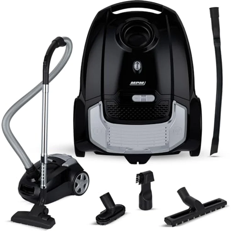MPM Staubsauger mit Beutel MOD-54, 850 W, HEPA 13 Filter, 5 Düsen, 3,5L Staubbeutel, Teleskoprohr, ideal für Teppiche und Hartböden – Bild 1