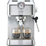 Caso Espresso Gourmet - Siebträgermaschine aus Edelstahl, leistungsstarke 19 bar Ulka-Pumpe, mit Milchaufschäumer, für Kaffeepulver oder ESE Kaffeepads, für 2 Tassen, mit Tassewärmeplatte