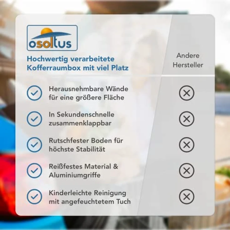 osoltus Kofferraumtasche 60x35x30cm, Organizer mit 3 großen Fächern und flexiblen Zwischenwänden, schwarz – Bild 4