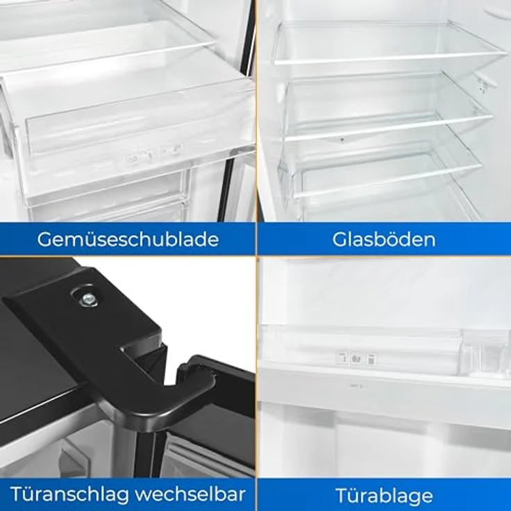 Exquisit Kühl-Gefrierkombination KGC320-95-E-WS-040C inoxlook-az | 313 l Nutzinhalt | Kühlgefrierkombination freistehend mit Wasserspender | Alarm | 4 Sterne gefrieren – Bild 2