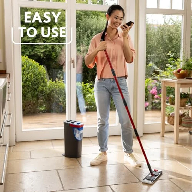 Vileda H2PRO Flat Mop Reinigungsset, Bodenwischer mit Zweitanksystem und 1,2 L Frischwassertank, platzsparender Eimer, Microfaser-Bezug – Bild 6