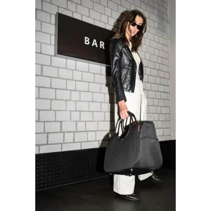 reisenthel loopshopper L mesh black, Einkaufstasche mit 25 l Volumen, schwarz, wasserabweisend, mit Innentasche und Aluminiumgriffen – Bild 7