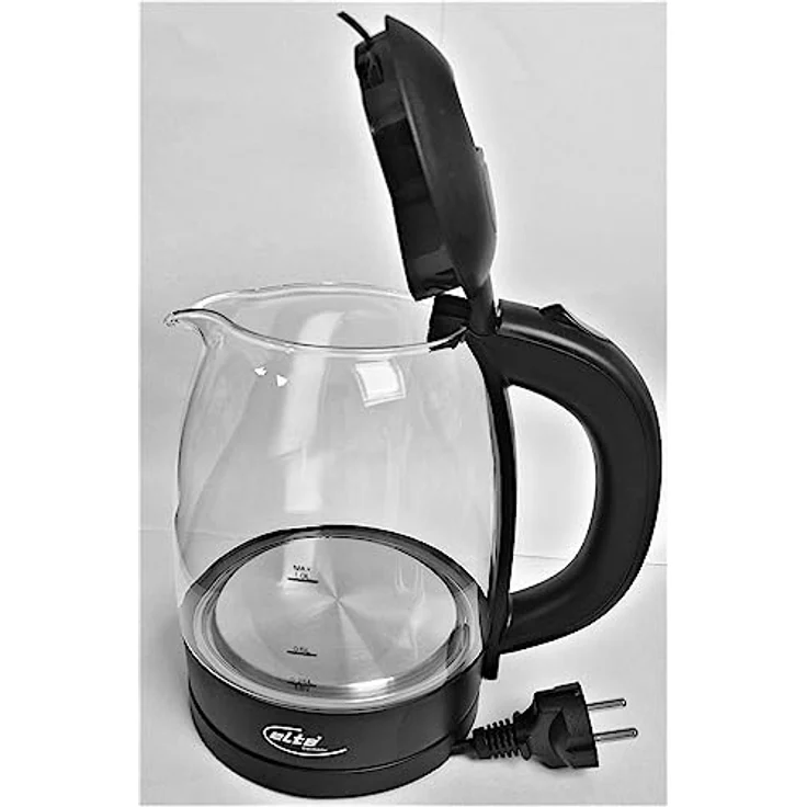 Elta Wasserkocher Glas, kabellos, 1 l, 2200 W, Edelstahl-Heizelement, Abschaltautomatik – Bild 2