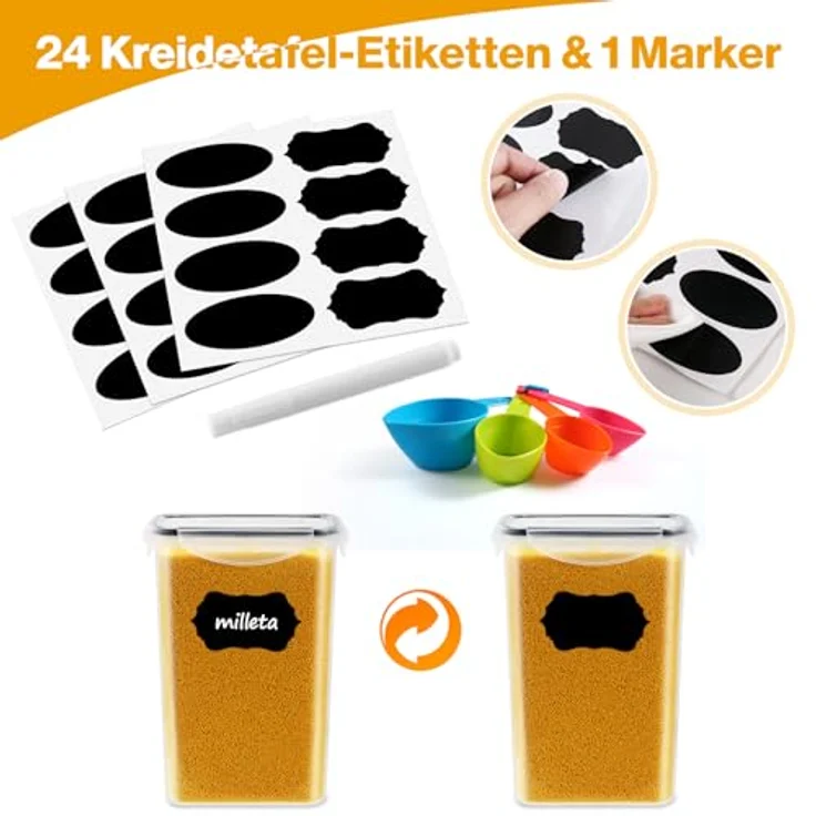 YASHE Vorratsdosen Set, luftdicht, 10 Stück à 1.5L, BPA-freier Kunststoff – Bild 6